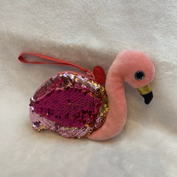 TY Bling‎ Bag/Sequin Wristlet GILDA Easter Pink Flamingo - Picture 5 of 12